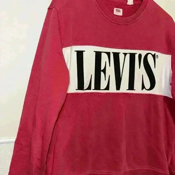 Levi's Color Block Red & White Crewneck Sweatshirt Size M - Picture 5 of 11